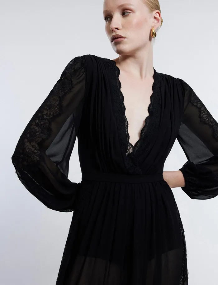 Women Dresses BCBG Nevaeh Long Sleeve Gown Black