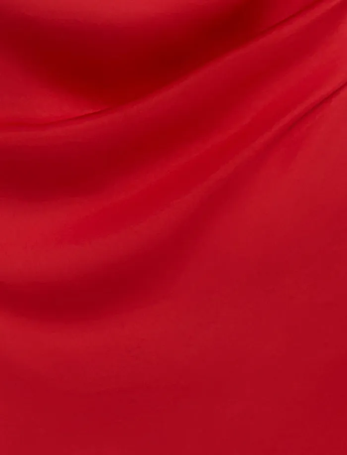 Women Dresses BCBG Red Anwen Ruched Mini Dress Fiery Red