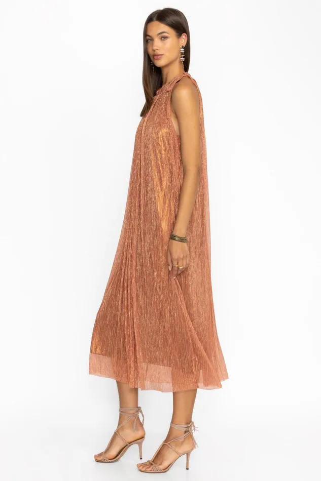Women Dresses Johnny Was DYLAN HALTER MIDI DRESS Metallic Melon Women Dresses Johnny Was DYLAN HALTER MIDI DRESS Metallic Melon