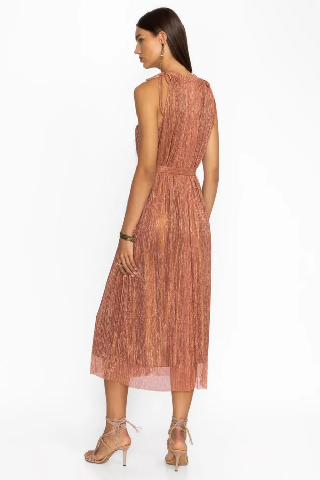 Women Dresses Johnny Was DYLAN HALTER MIDI DRESS Metallic Melon Women Dresses Johnny Was DYLAN HALTER MIDI DRESS Metallic Melon