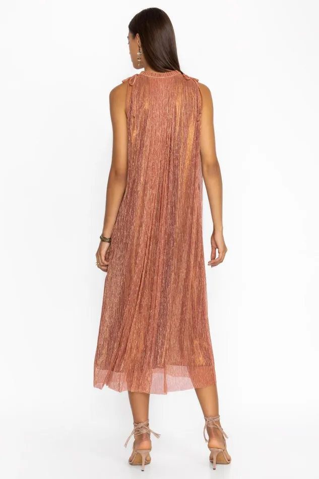 Women Dresses Johnny Was DYLAN HALTER MIDI DRESS Metallic Melon Women Dresses Johnny Was DYLAN HALTER MIDI DRESS Metallic Melon