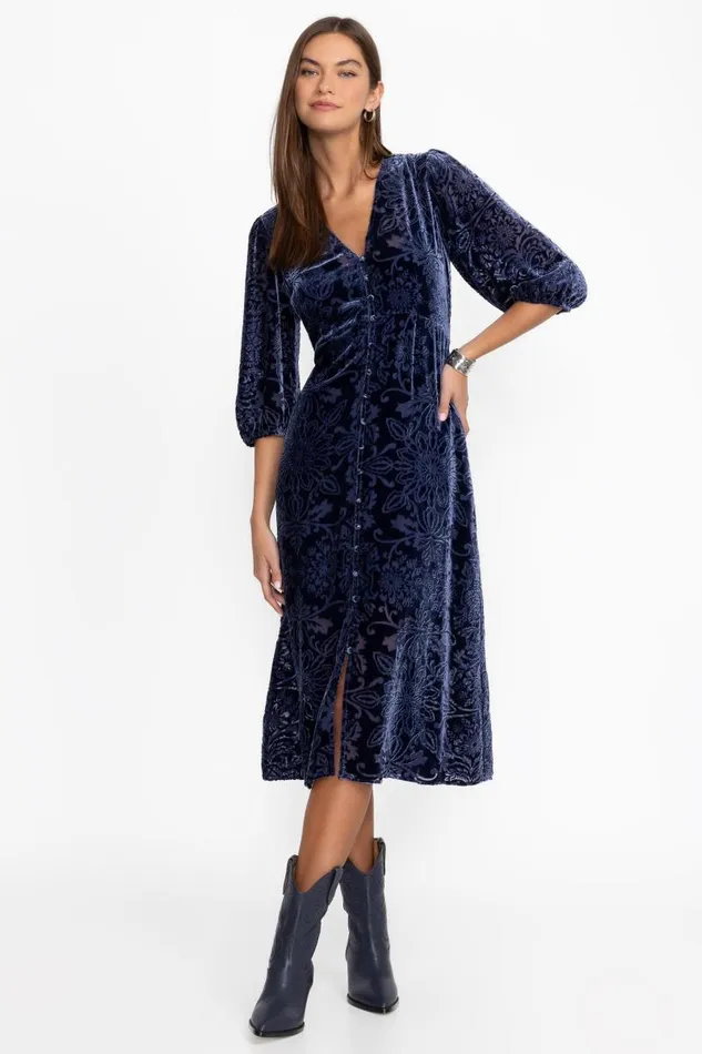 Women Dresses Johnny Was RYAN MIDI DRESS Sapphire Blue Women Dresses Johnny Was RYAN MIDI DRESS Sapphire Blue