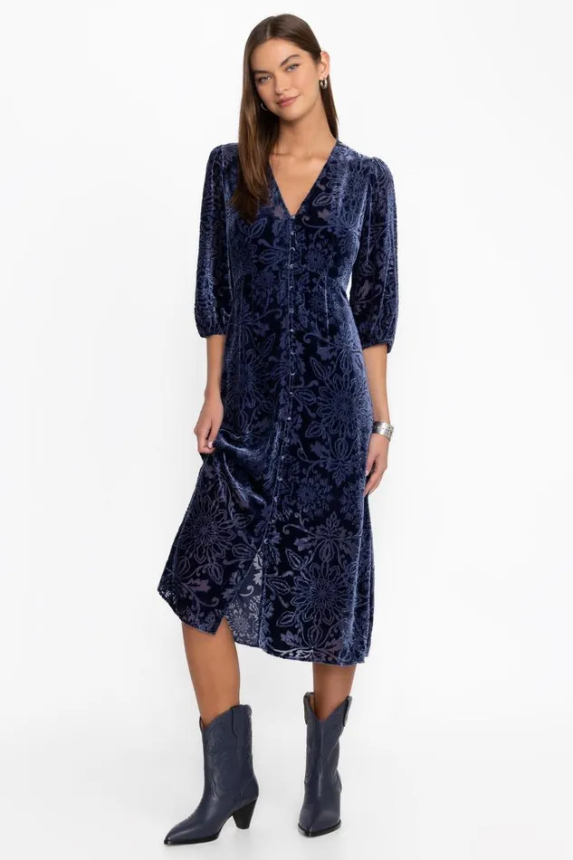 Women Dresses Johnny Was RYAN MIDI DRESS Sapphire Blue Women Dresses Johnny Was RYAN MIDI DRESS Sapphire Blue