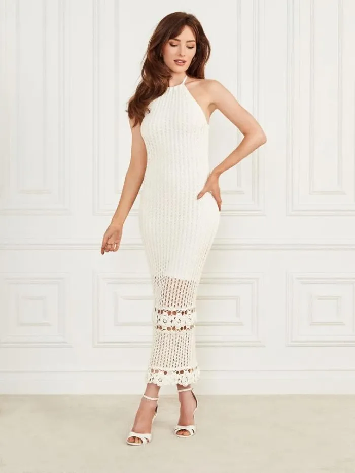 Women Dresses Marciano Agathe Crocheted Maxi Dress Pale Pearl Women Dresses Marciano Agathe Crocheted Maxi Dress Pale Pearl
