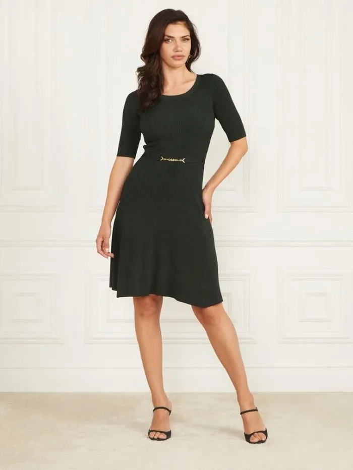 Women Dresses Marciano Laila Ribbed Sweater Dress Chenille Green