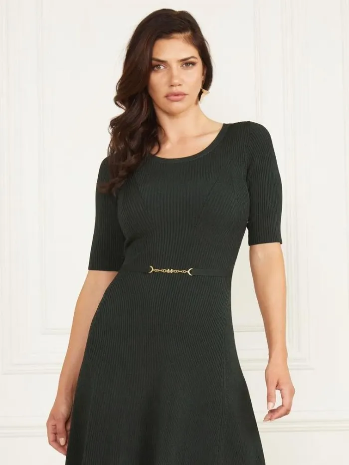 Women Dresses Marciano Laila Ribbed Sweater Dress Chenille Green Women Dresses Marciano Laila Ribbed Sweater Dress Chenille Green