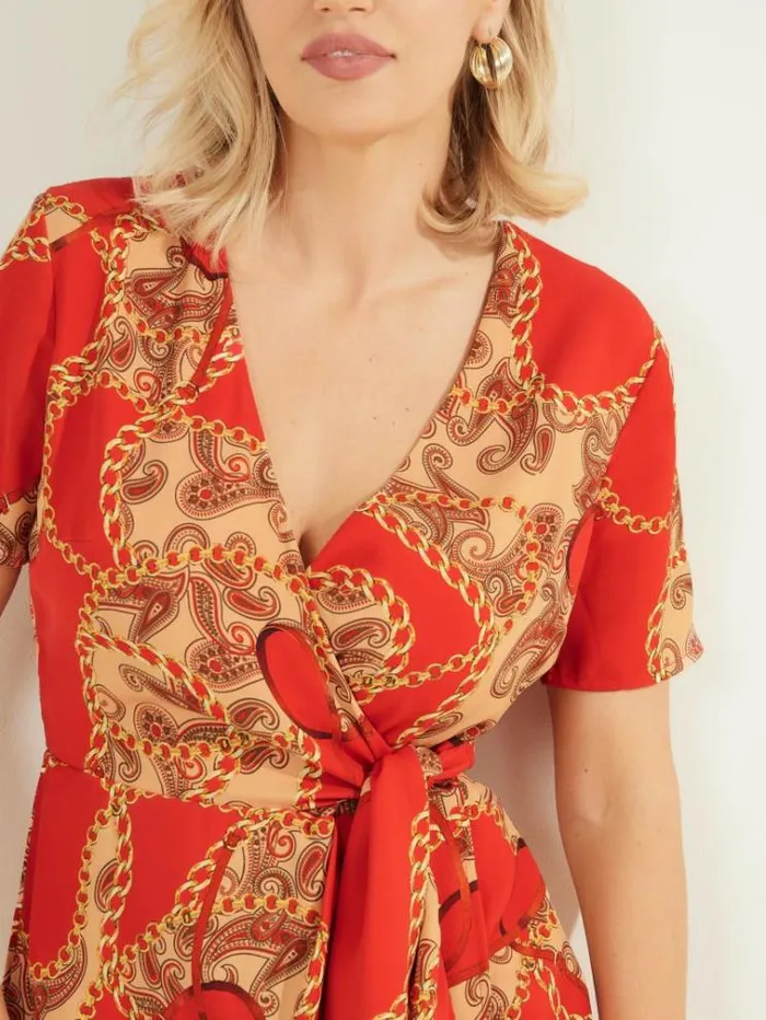 Women Dresses Marciano Paisley Chain Dress Paisley Chain Red Women Dresses Marciano Paisley Chain Dress Paisley Chain Red