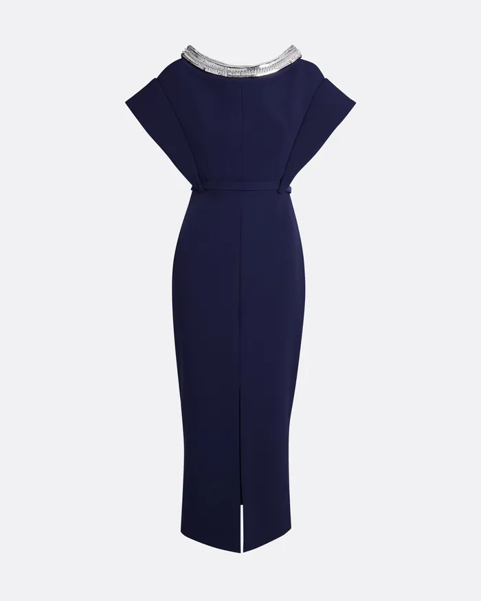 Women Dresses Safiyaa Meral Azurite Blue Embroidered Midi Dress Azurite Blue