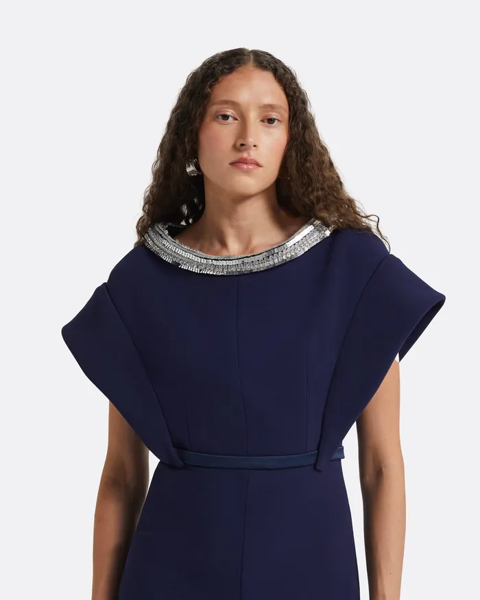 Women Dresses Safiyaa Meral Azurite Blue Embroidered Midi Dress Azurite Blue