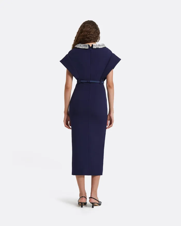 Women Dresses Safiyaa Meral Azurite Blue Embroidered Midi Dress Azurite Blue