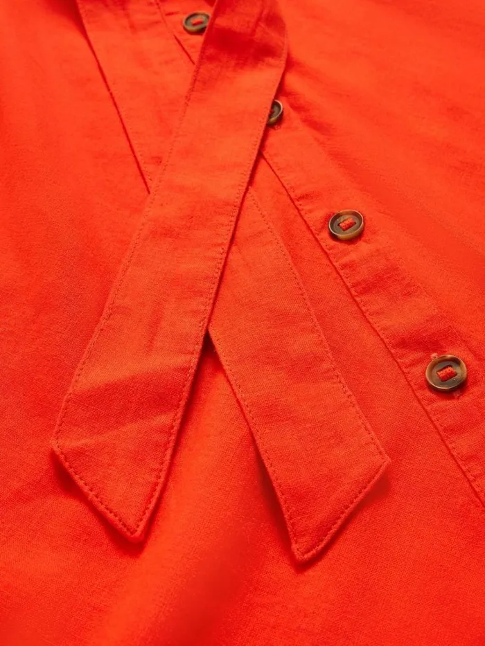 Women DRESSES White Stuff Beth Linen Blend Shirt Dress Bright Orange