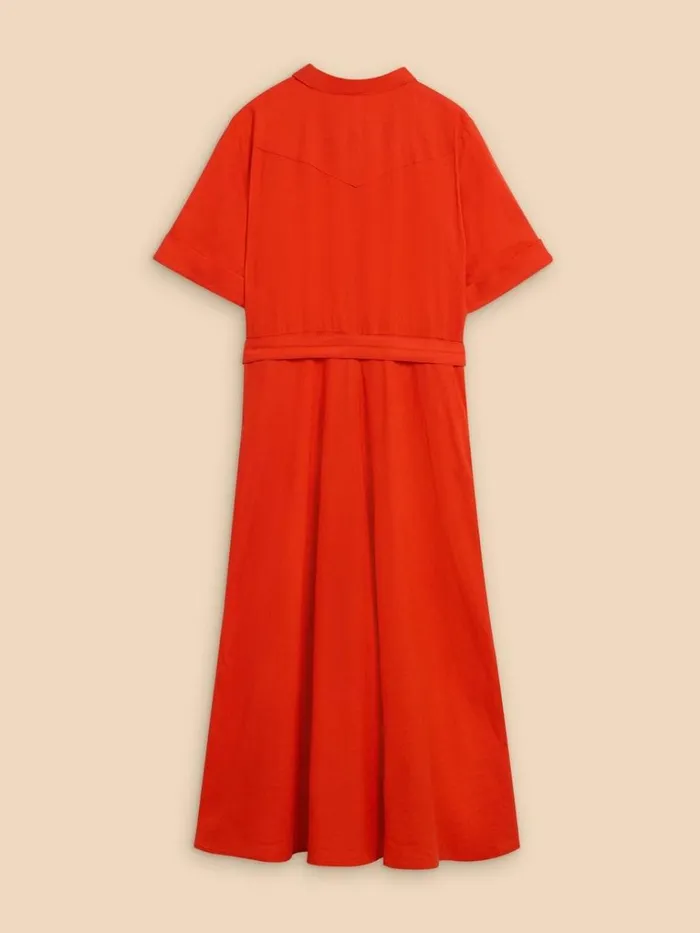Women DRESSES White Stuff Beth Linen Blend Shirt Dress Bright Orange