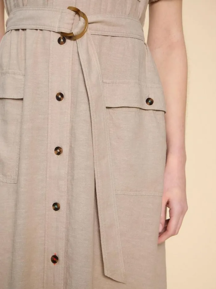 Women DRESSES White Stuff Hazel Linen Blend Shirt Dress Light Natural