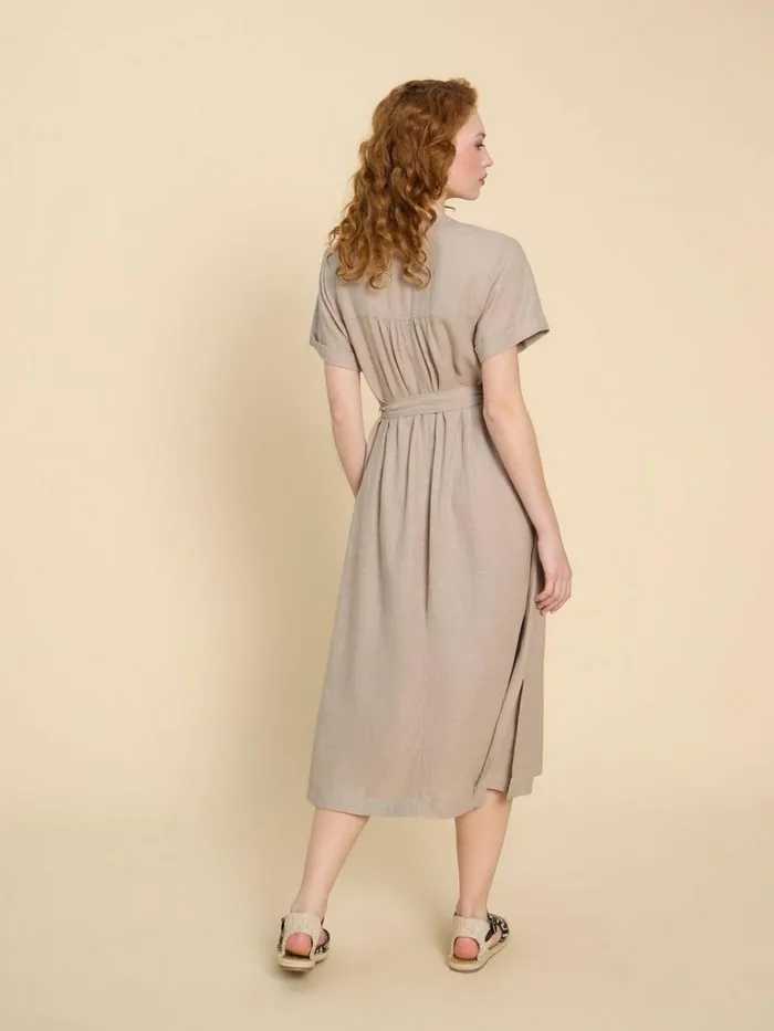 Women DRESSES White Stuff Hazel Linen Blend Shirt Dress Light Natural