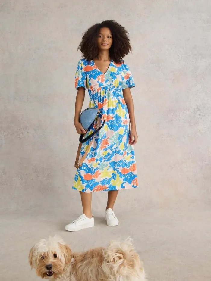 Women DRESSES White Stuff Lucy Eco Vero V Neck Dress Ivory Print Women DRESSES White Stuff Lucy Eco Vero V Neck Dress Ivory Print