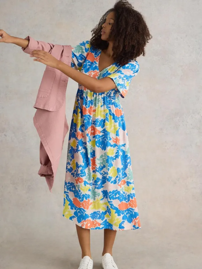 Women DRESSES White Stuff Lucy Eco Vero V Neck Dress Ivory Print Women DRESSES White Stuff Lucy Eco Vero V Neck Dress Ivory Print