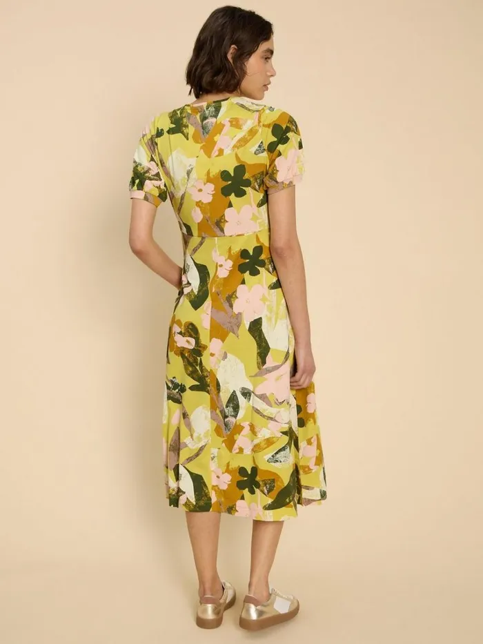 Women DRESSES White Stuff Megan Jersey Printed Dress Yellow Print Women DRESSES White Stuff Megan Jersey Printed Dress Yellow Print