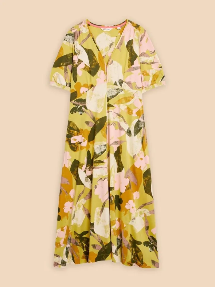 Women DRESSES White Stuff Megan Jersey Printed Dress Yellow Print Women DRESSES White Stuff Megan Jersey Printed Dress Yellow Print