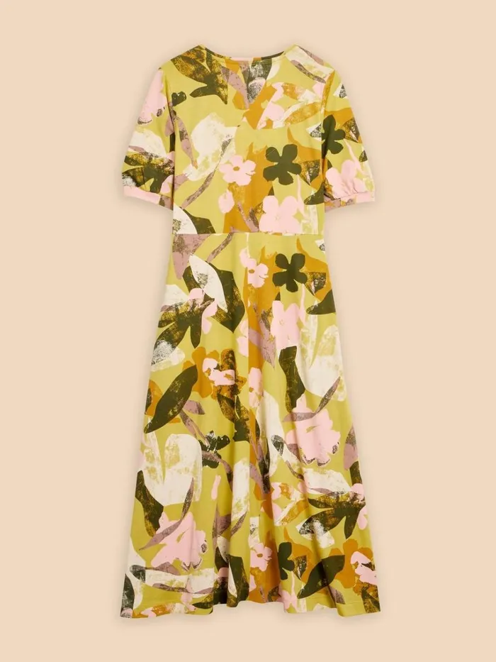 Women DRESSES White Stuff Megan Jersey Printed Dress Yellow Print Women DRESSES White Stuff Megan Jersey Printed Dress Yellow Print