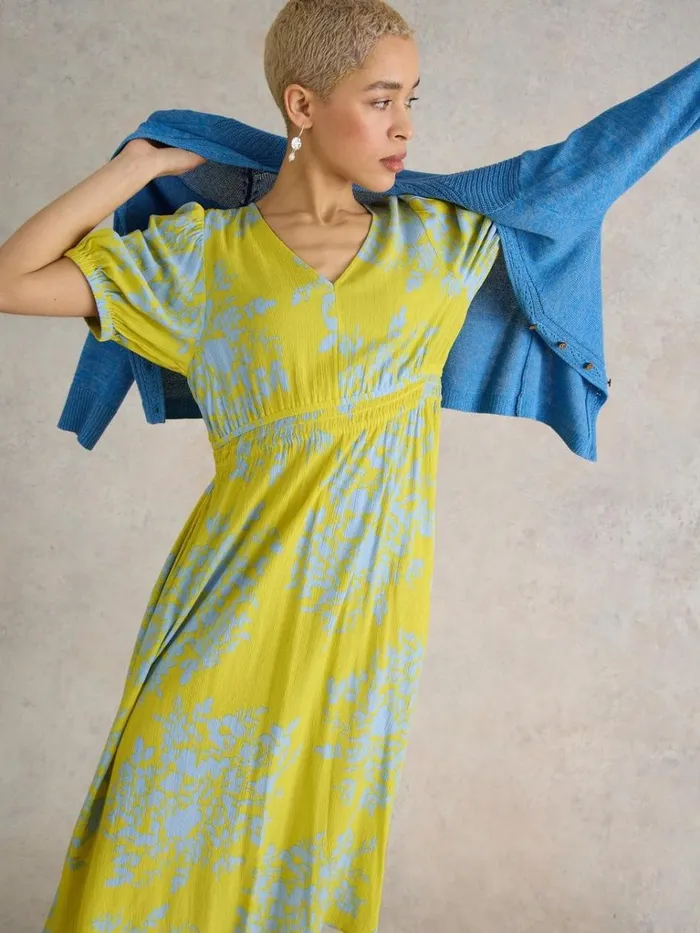 Women DRESSES White Stuff Salma Eco Vero Midi Dress Yellow Print Women DRESSES White Stuff Salma Eco Vero Midi Dress Yellow Print