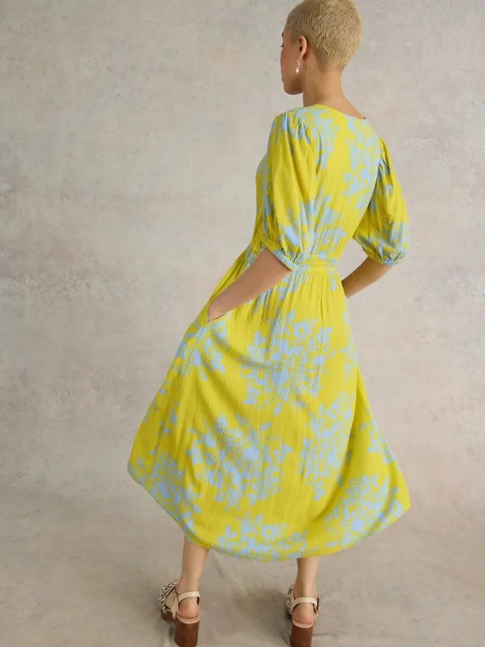 Women DRESSES White Stuff Salma Eco Vero Midi Dress Yellow Print Women DRESSES White Stuff Salma Eco Vero Midi Dress Yellow Print