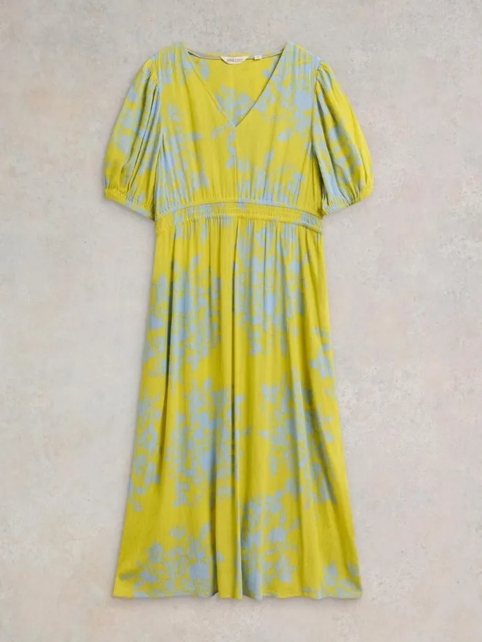 Women DRESSES White Stuff Salma Eco Vero Midi Dress Yellow Print Women DRESSES White Stuff Salma Eco Vero Midi Dress Yellow Print