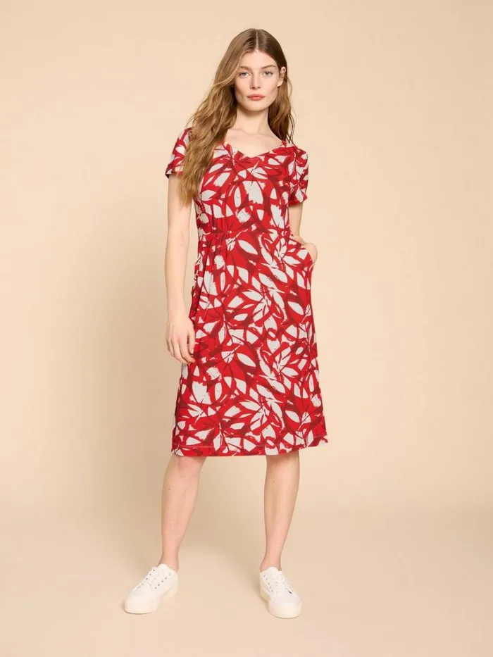 Women DRESSES White Stuff Tallie V Neck Jersey Dress Red Print