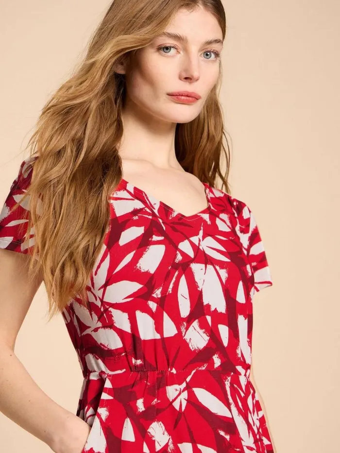 Women DRESSES White Stuff Tallie V Neck Jersey Dress Red Print Women DRESSES White Stuff Tallie V Neck Jersey Dress Red Print