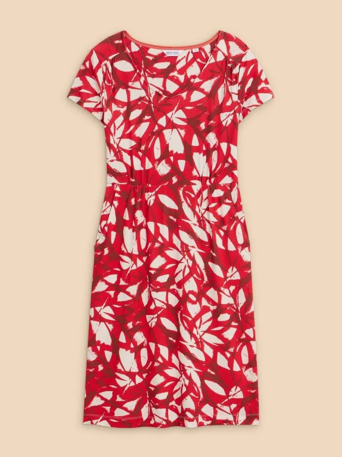 Women DRESSES White Stuff Tallie V Neck Jersey Dress Red Print Women DRESSES White Stuff Tallie V Neck Jersey Dress Red Print
