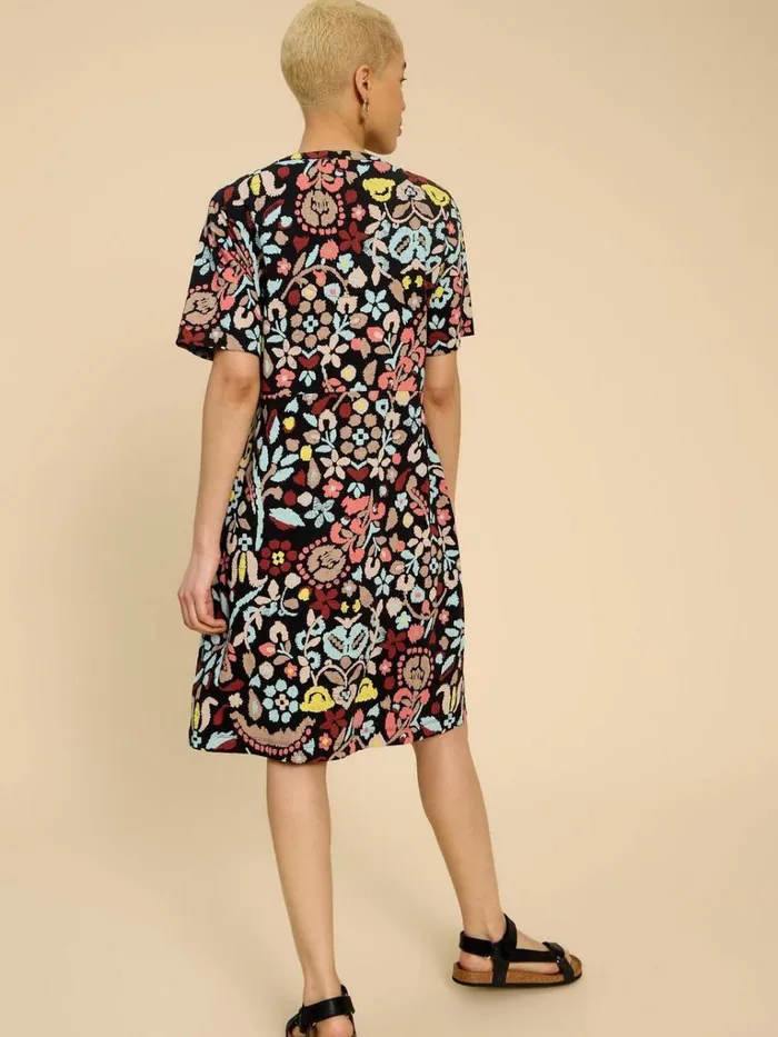 Women DRESSES White Stuff Tammy Cotton Printed Jersey Dress Grey Print Women DRESSES White Stuff Tammy Cotton Printed Jersey Dress Grey Print