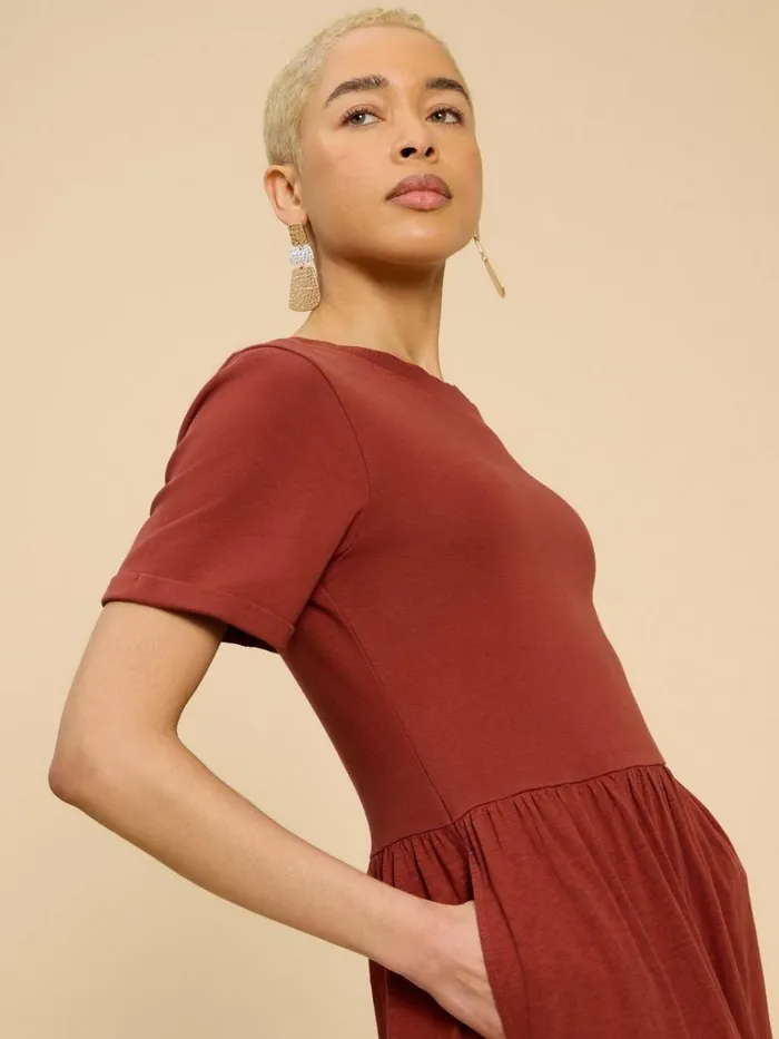 Women DRESSES White Stuff Vera Jersey Midi Dress Dk Red