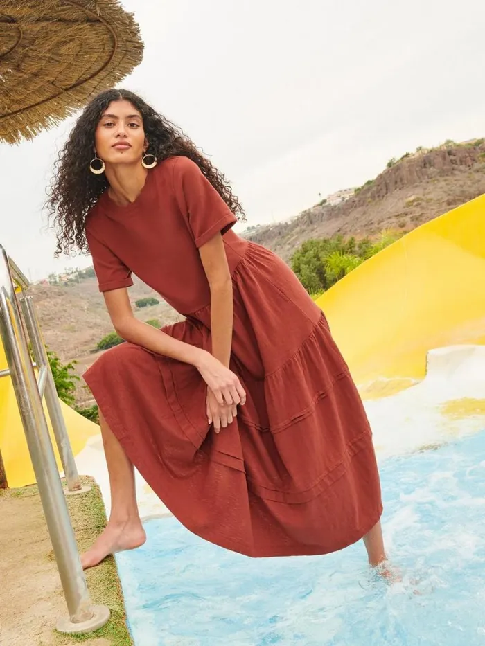 Women DRESSES White Stuff Vera Jersey Midi Dress Dk Red