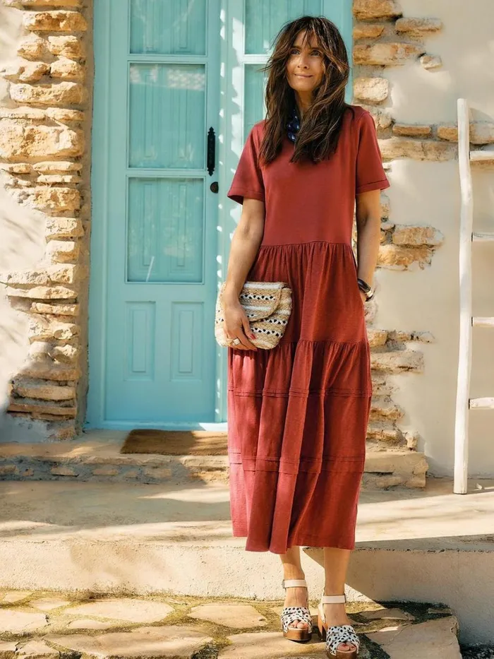 Women DRESSES White Stuff Vera Jersey Midi Dress Dk Red