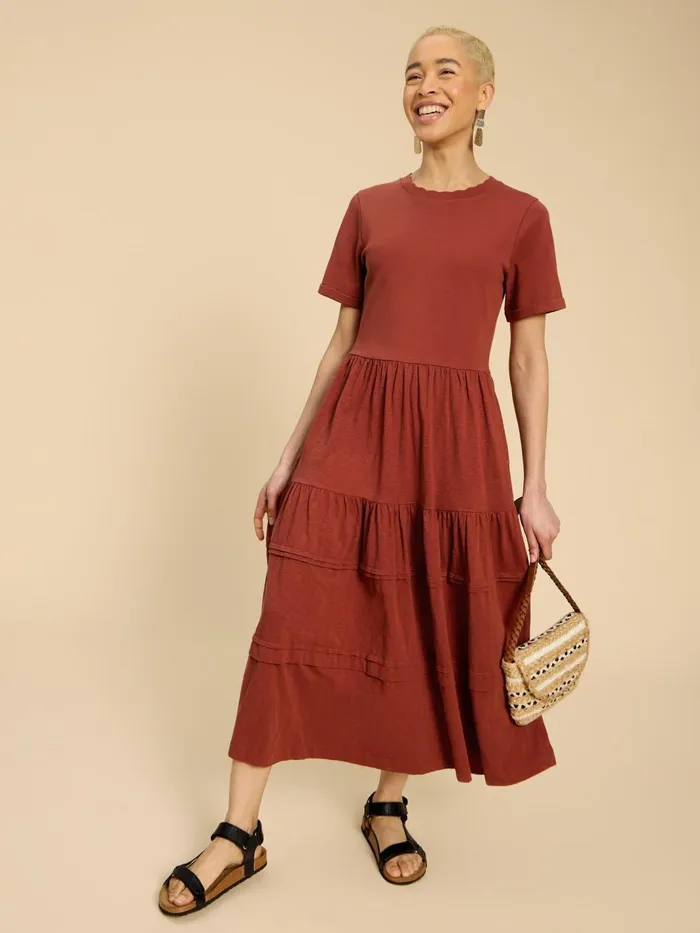 Women DRESSES White Stuff Vera Jersey Midi Dress Dk Red