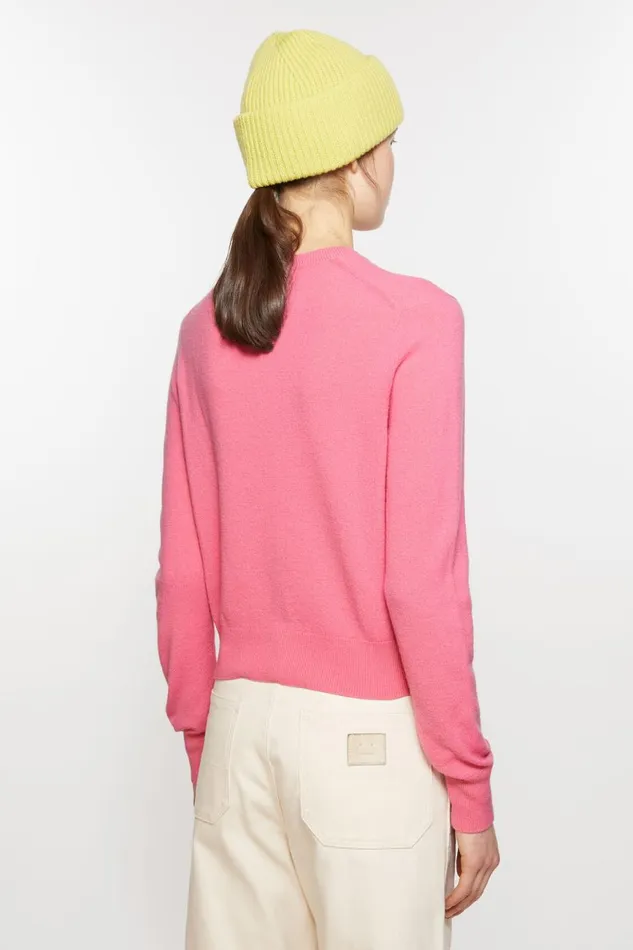 Women Embellished Face Logo Cardigan Tango Pink Acne Studios Knitwear