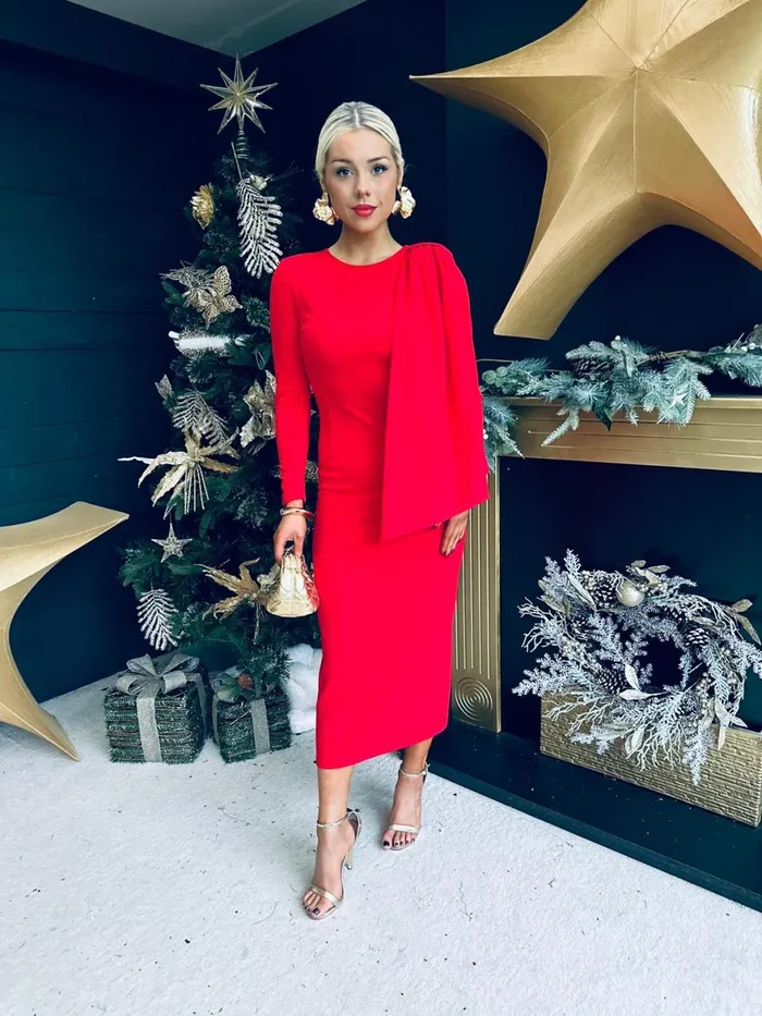 Women Evening Dress Canella Lane Doireann Sash Detail Occasion Dress Red