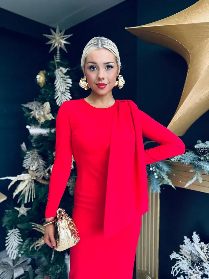 Women Evening Dress Canella Lane Doireann Sash Detail Occasion Dress Red