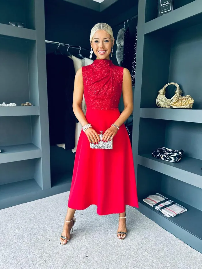 Women Evening Dress Canella Lane Madison Sequin Detail Dress Red