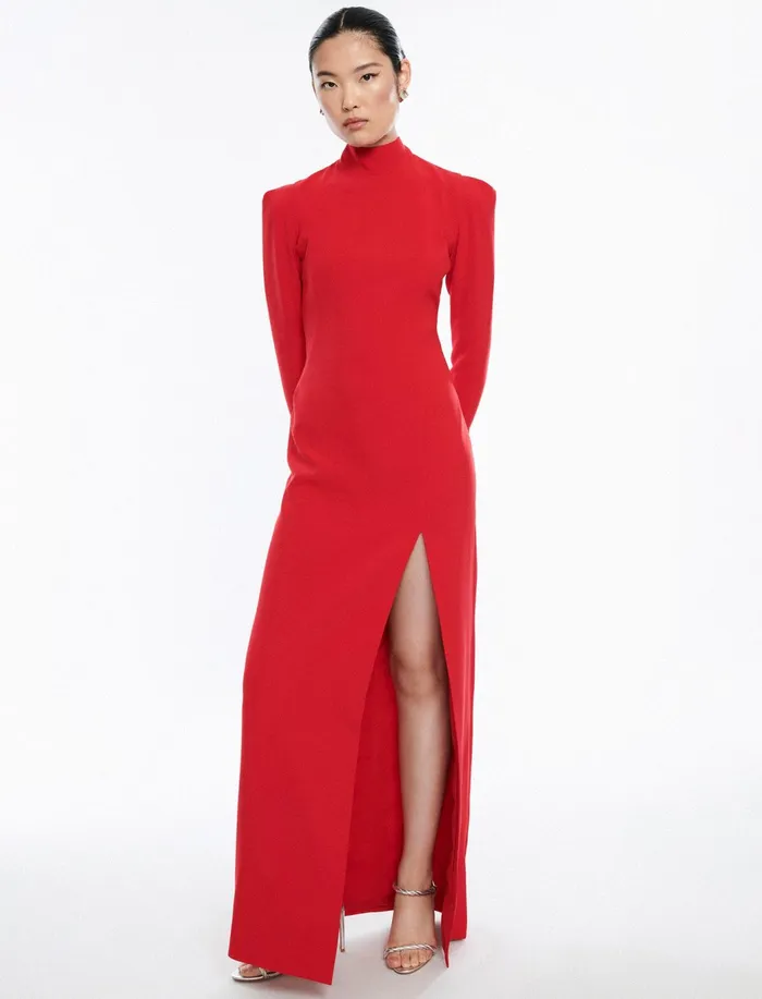 Women Evening Dresses and Gowns BCBG Red Beatrix Long Sleeve Gown Carmine Red