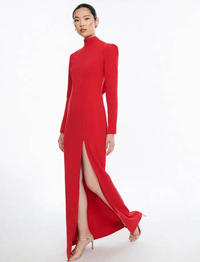Women Evening Dresses and Gowns BCBG Red Beatrix Long Sleeve Gown Carmine Red