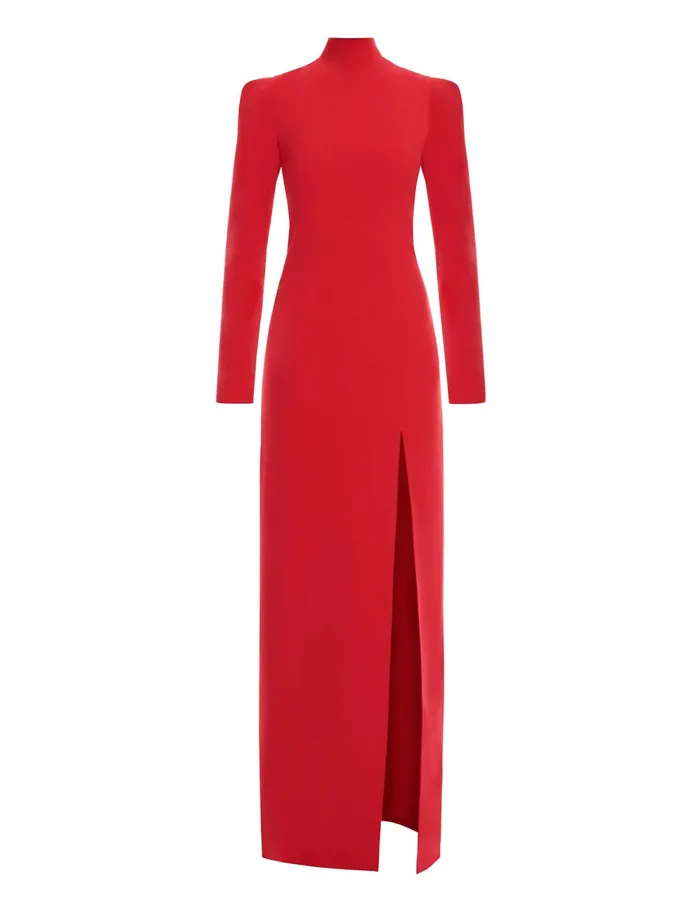 Women Evening Dresses and Gowns BCBG Red Beatrix Long Sleeve Gown Carmine Red