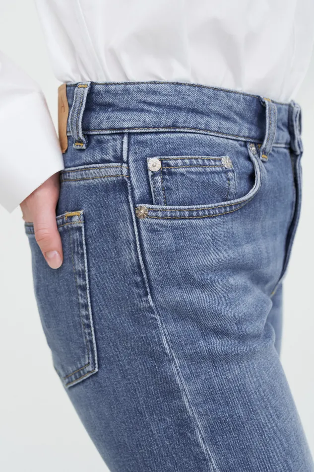 Women filippak Stella Cropped Mid Blue Wash Mid Blue Jeans