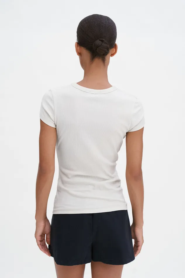 Women Fine Rib Tee Dusty Beige Tops and TShirts filippak Women Fine Rib Tee Dusty Beige Tops and TShirts filippak