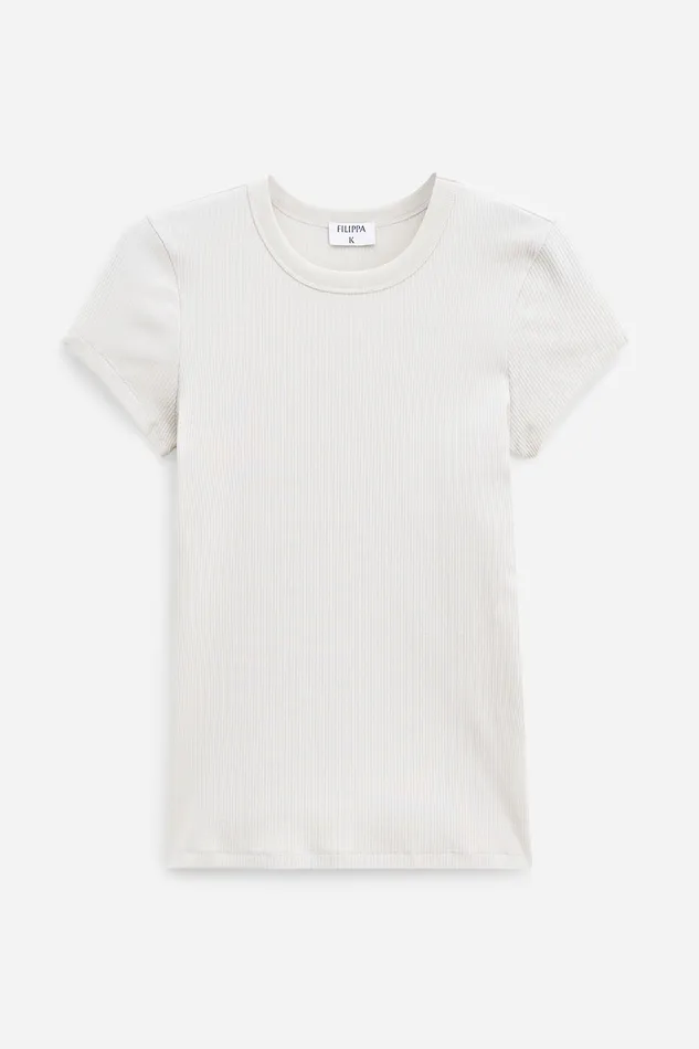 Women Fine Rib Tee Dusty Beige Tops and TShirts filippak Women Fine Rib Tee Dusty Beige Tops and TShirts filippak