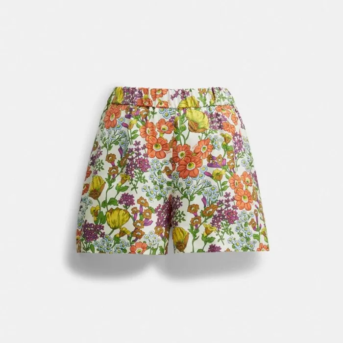 Women Floral Shorts Ivory Multi Coach Bottoms