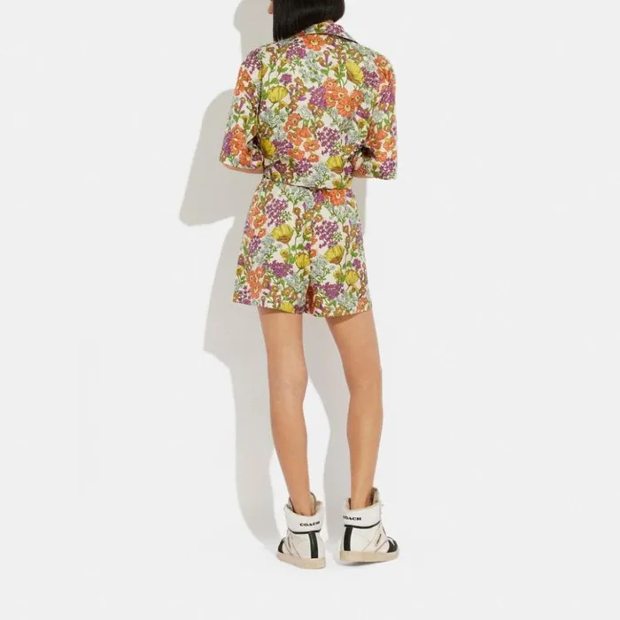 Women Floral Shorts Ivory Multi Coach Bottoms