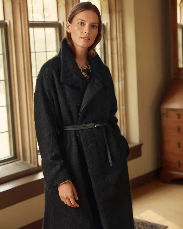 Women Funnel Neck Coat Black Billy Reid Jackets and Outerwear