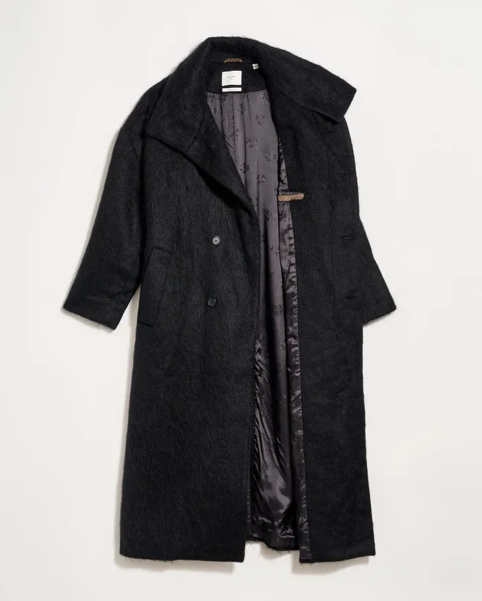 Women Funnel Neck Coat Black Billy Reid Jackets and Outerwear