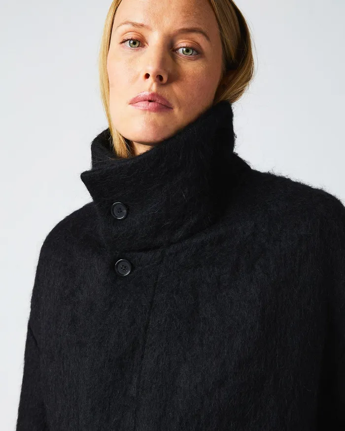 Women Funnel Neck Coat Black Billy Reid Jackets and Outerwear