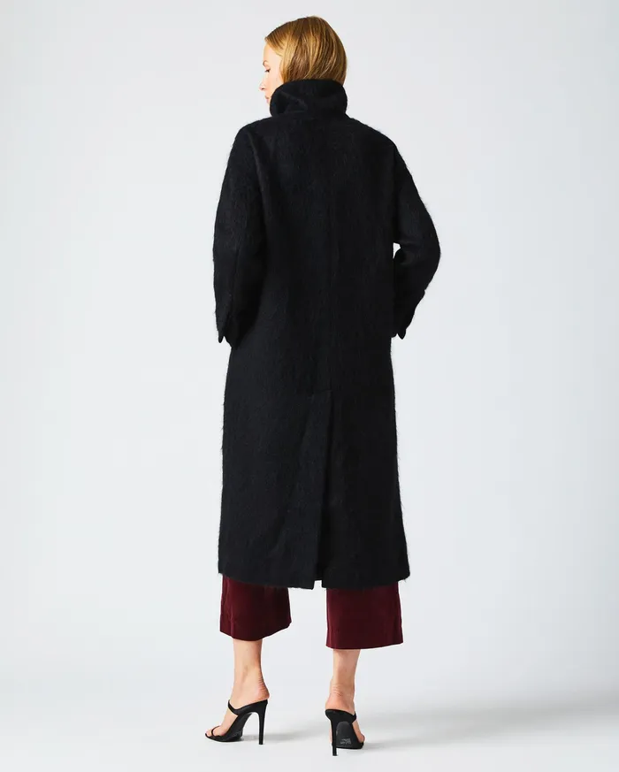 Women Funnel Neck Coat Black Billy Reid Jackets and Outerwear